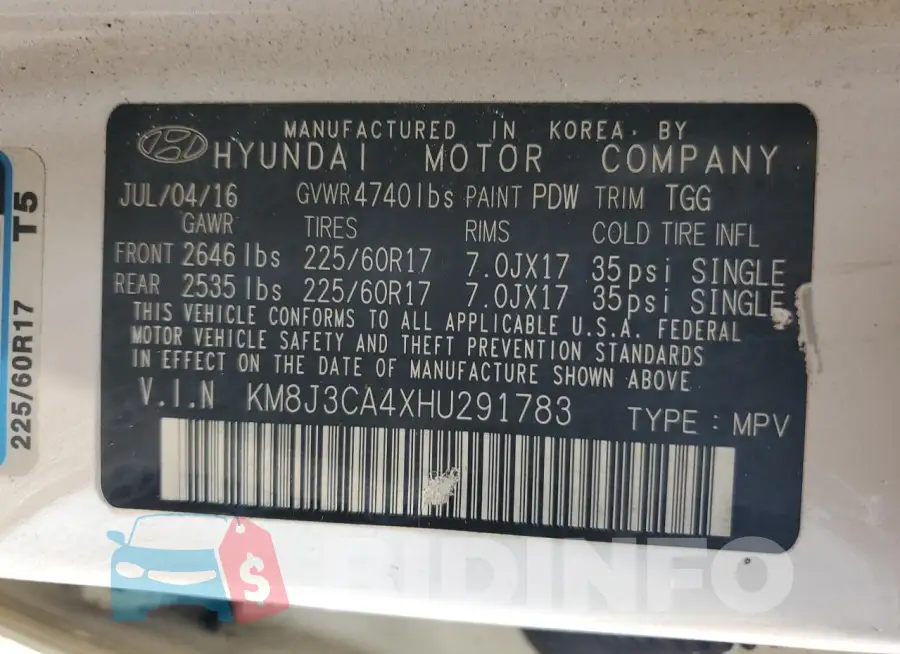 KM8J3CA4XHU291783 Photo# 12