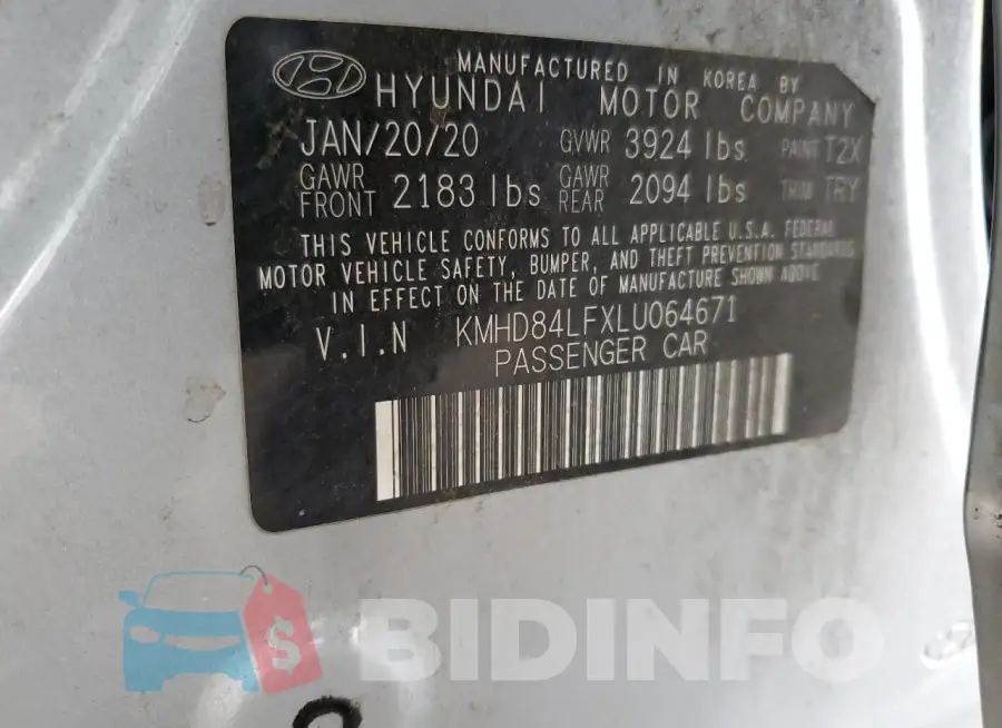 KMHD84LFXLU064671 Photo# 12