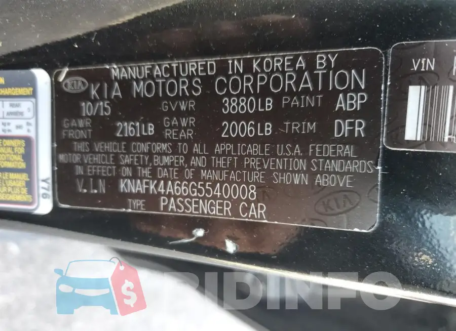 KNAFK4A66G5540008 Photo# 12
