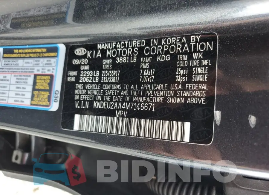 KNDEU2AA4M7146671 Photo# 14