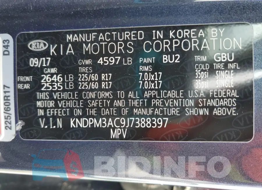 KNDPM3AC9J7388397 Photo# 13