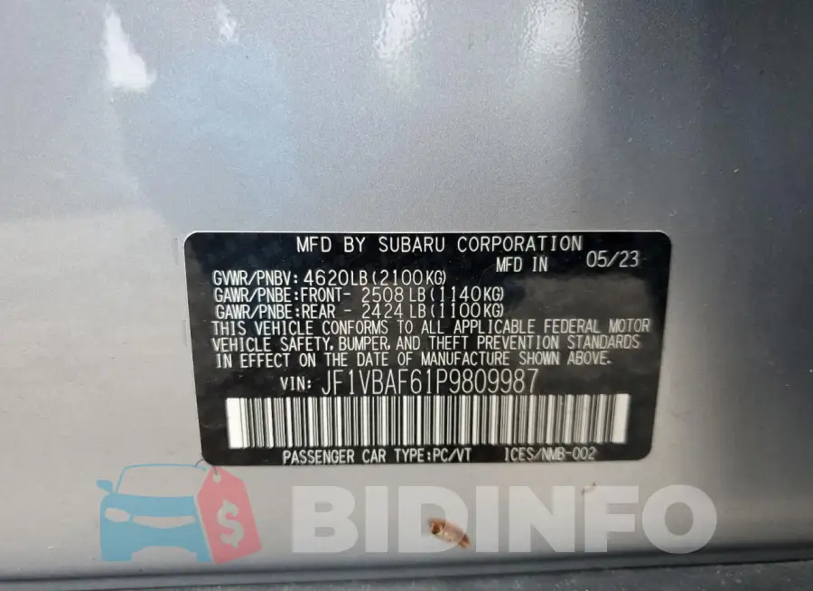 JF1VBAF61P9809987 Photo# 12