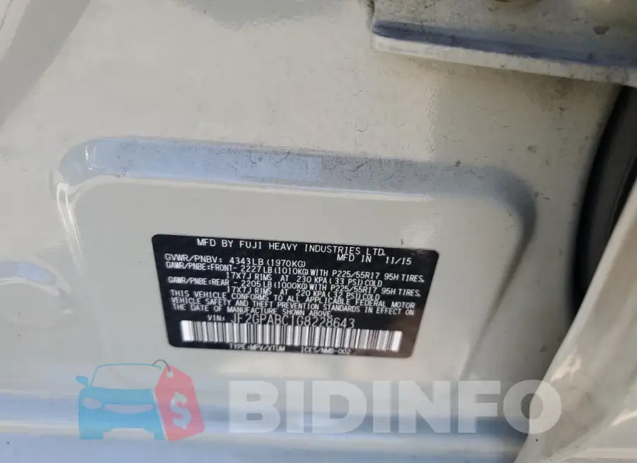 JF2GPABC1G8228643 Photo# 13