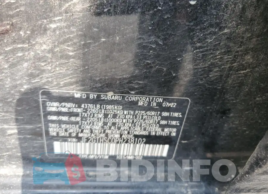 JF2GTHSC0PH238102 Photo# 13