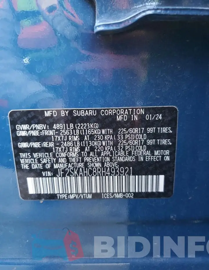 JF2SKAHC8RH493921 Photo# 14