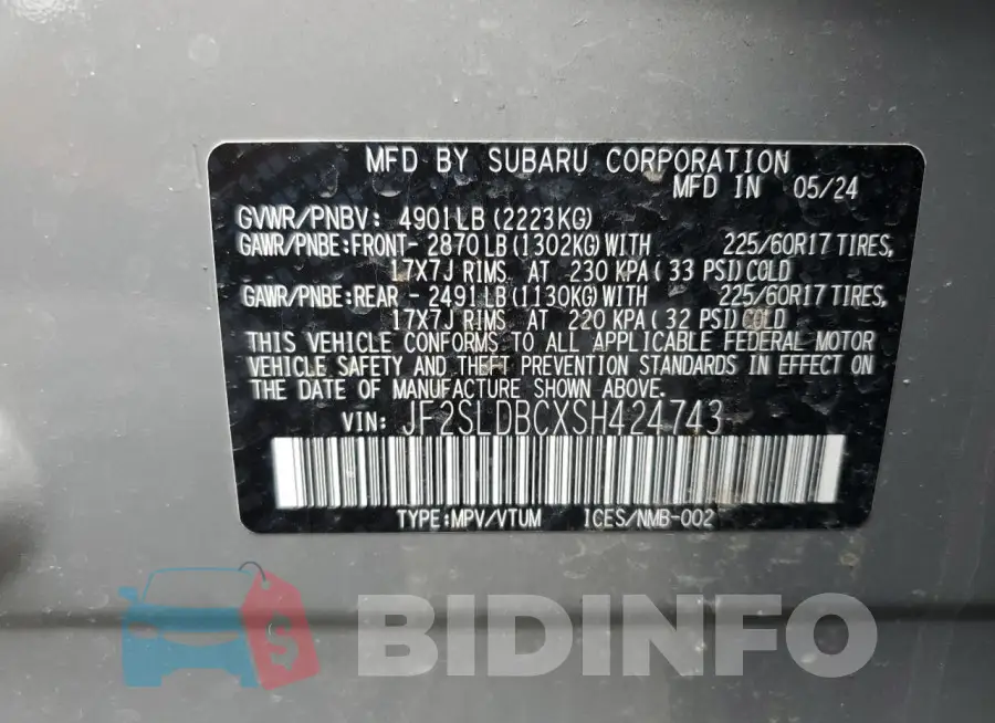 JF2SLDBCXSH424743 Photo# 13