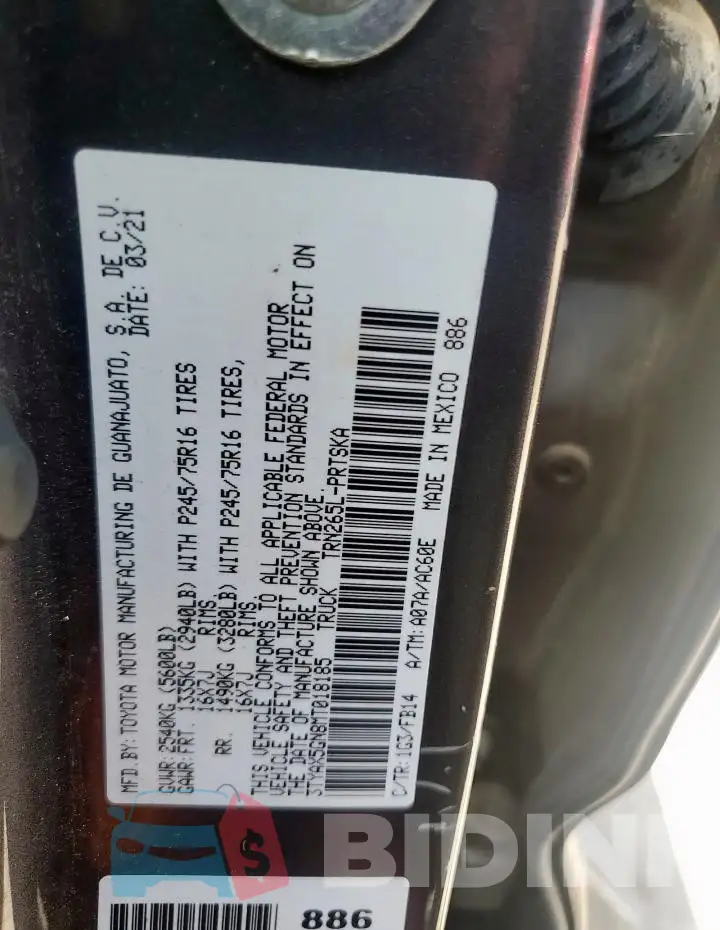 3TYAX5GN8MT018185 Photo# 12