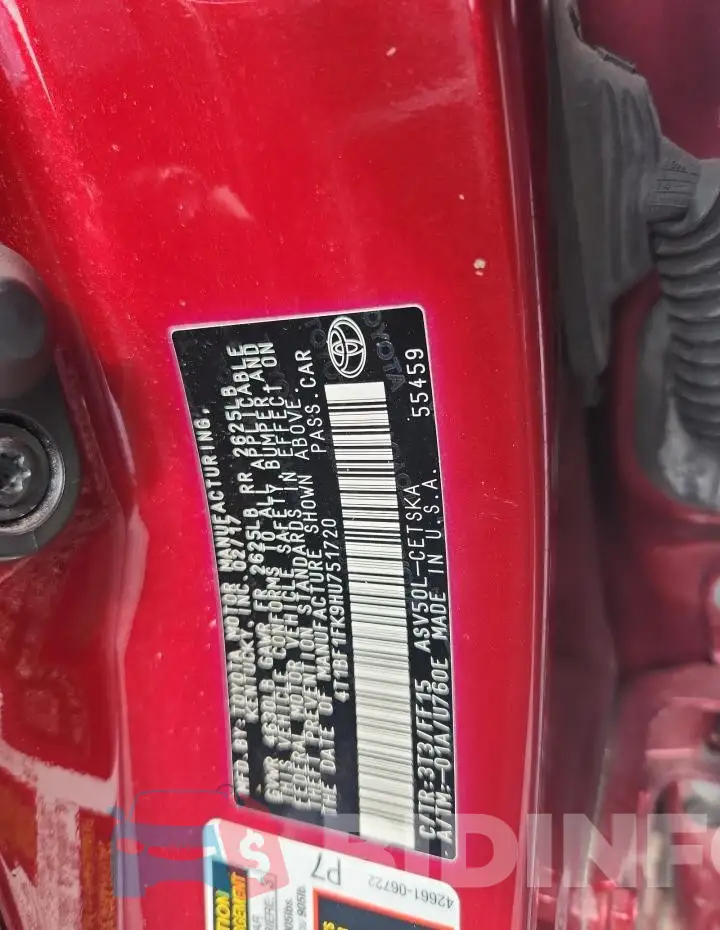 4T1BF1FK9HU751720 Photo# 12