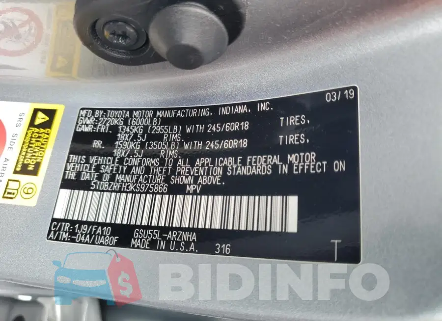 5TDBZRFH3KS975866 Photo# 13