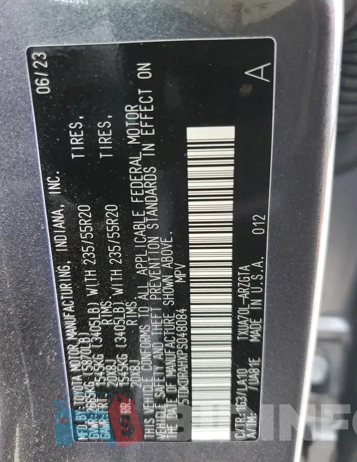 5TDKDRAHXPS048084 Photo# 13