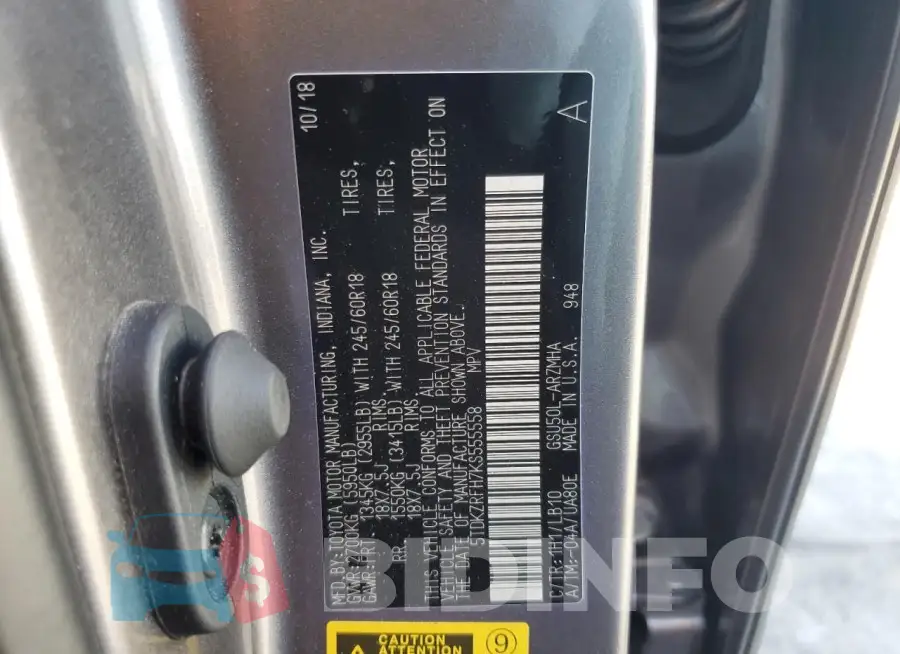 5TDKZRFH7KS555558 Photo# 13