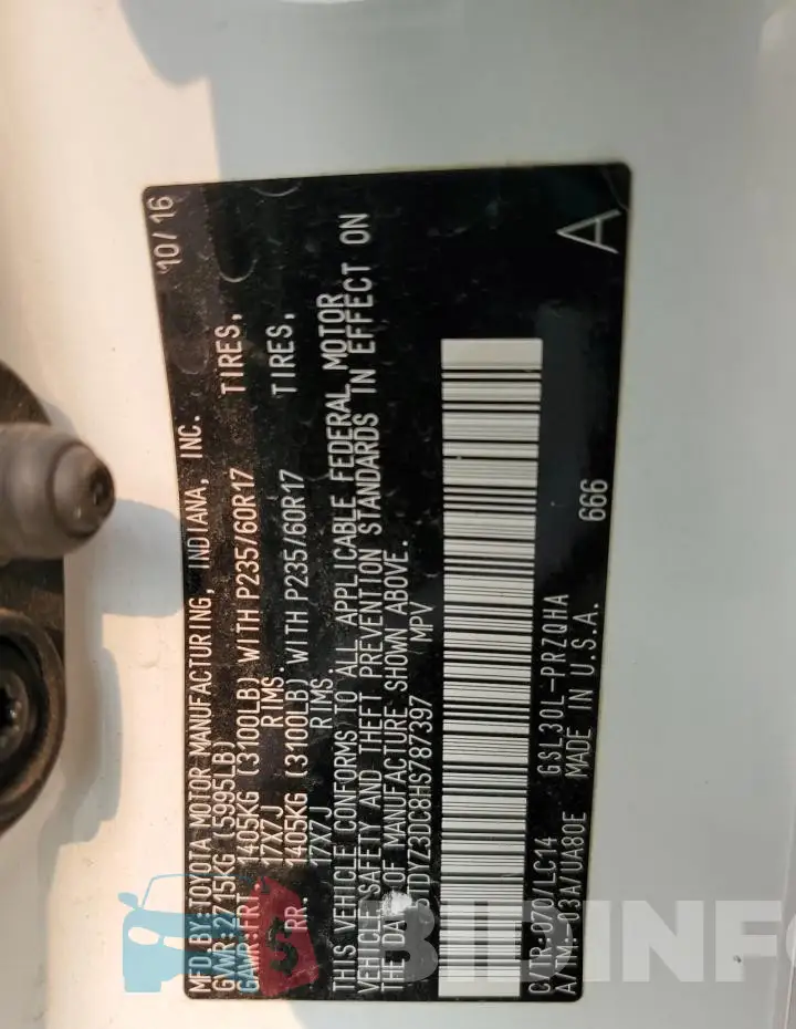 5TDYZ3DC8HS787397 Photo# 13