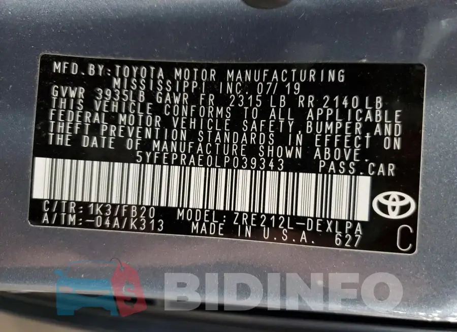 5YFEPRAE0LP039343 Photo# 13