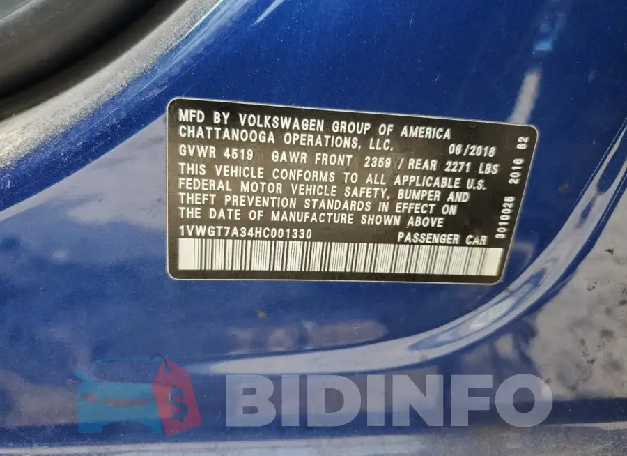1VWGT7A34HC001330 Photo# 12