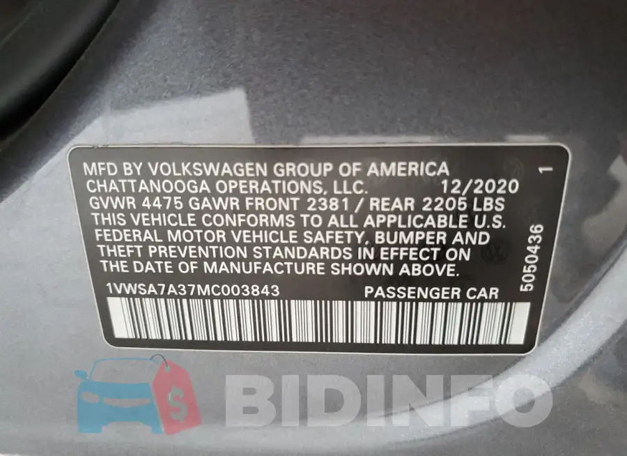 1VWSA7A37MC003843 Photo# 12