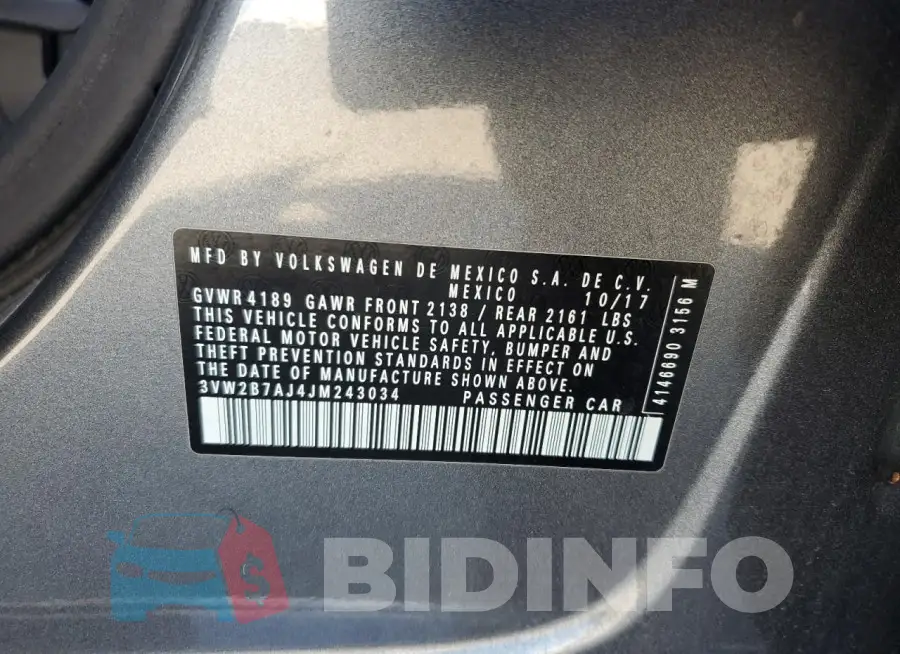 3VW2B7AJ4JM243034 Photo# 12