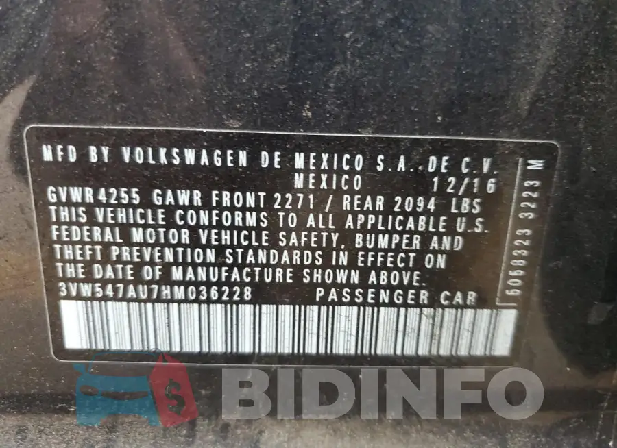 3VW547AU7HM036228 Photo# 12