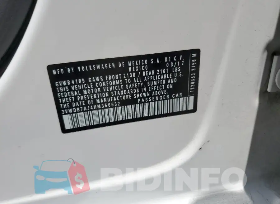 3VWDB7AJ4HM356632 Photo# 12