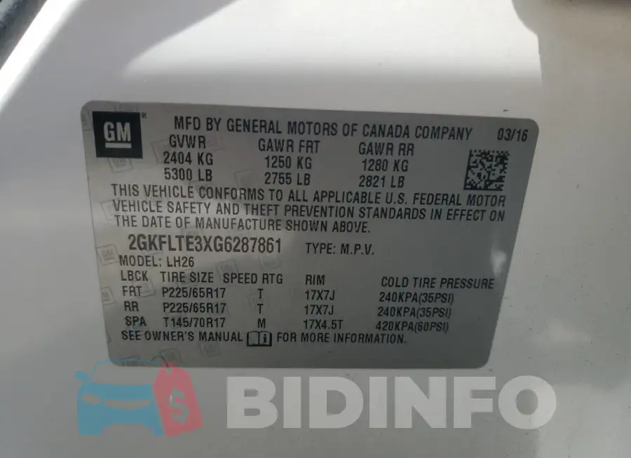 2GKFLTE3XG6287861 Photo# 13