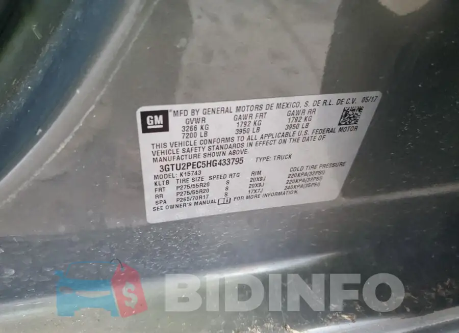 3GTU2PEC5HG433795 Photo# 12