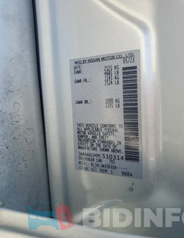 1N4AA6CV4PC510314 Photo# 12