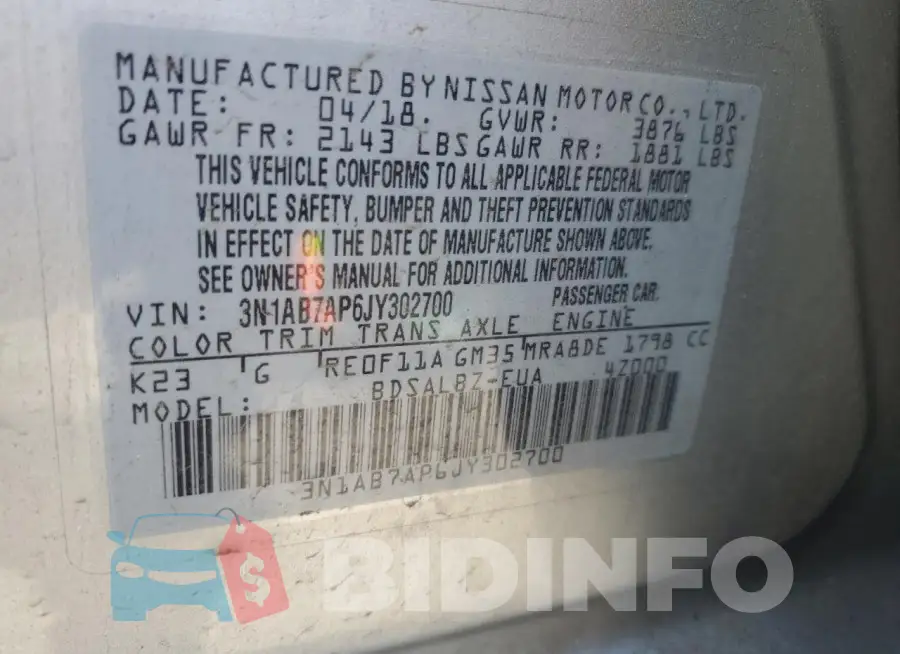 3N1AB7AP6JY302700 Photo# 13