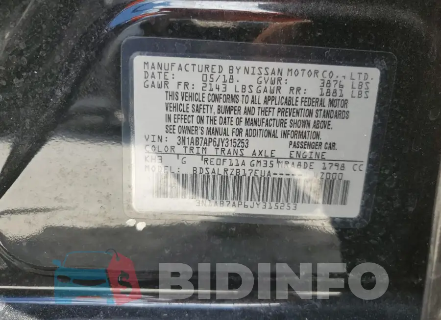 3N1AB7AP6JY315253 Photo# 12