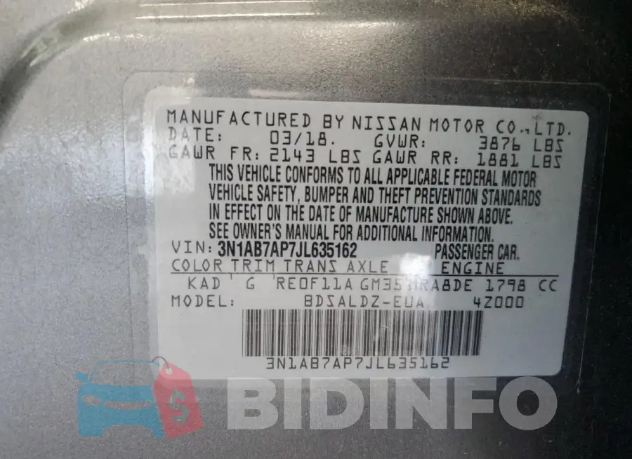 3N1AB7AP7JL635162 Photo# 12