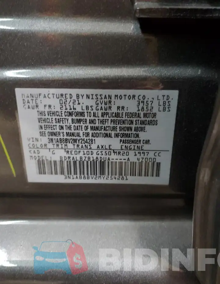 3N1AB8BV2MY254281 Photo# 12