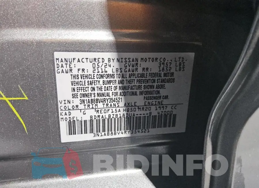3N1AB8BV4RY354521 Photo# 12