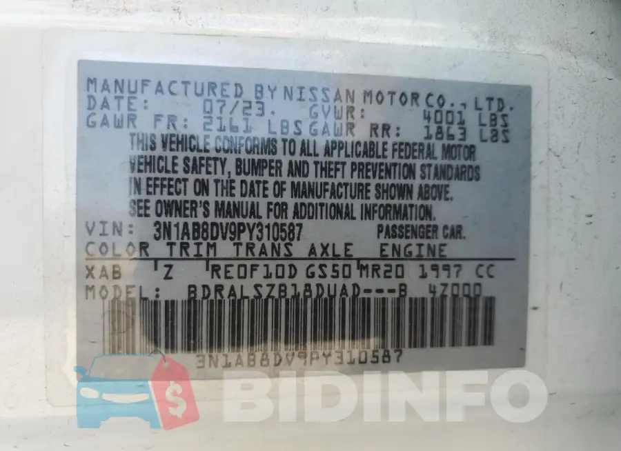 3N1AB8DV9PY310587 Photo# 13