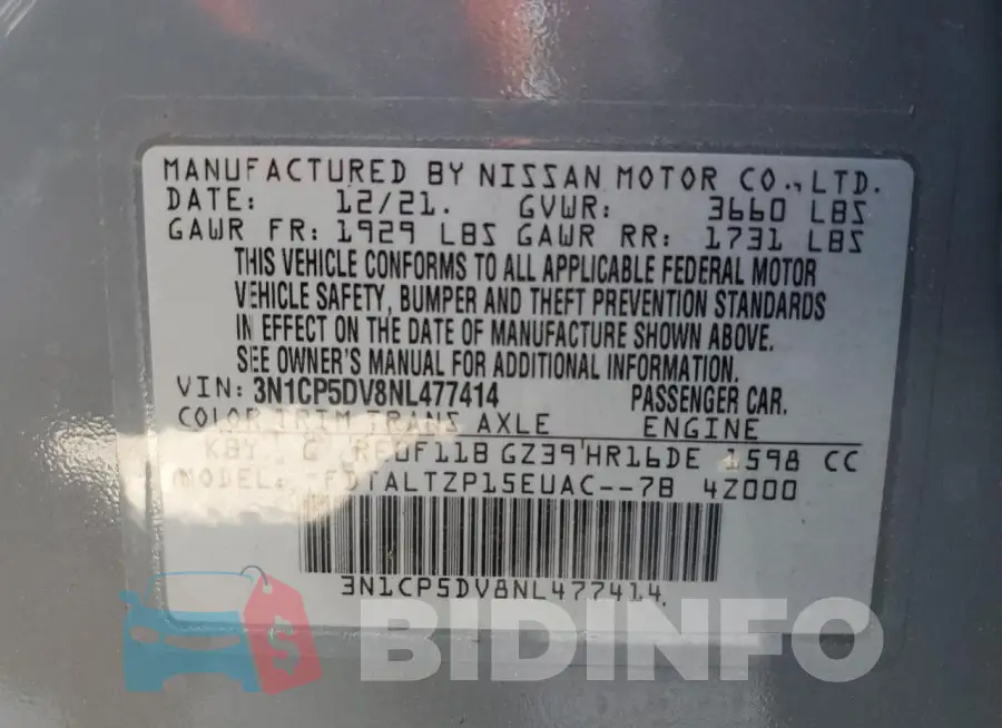 3N1CP5DV8NL477414 Photo# 13