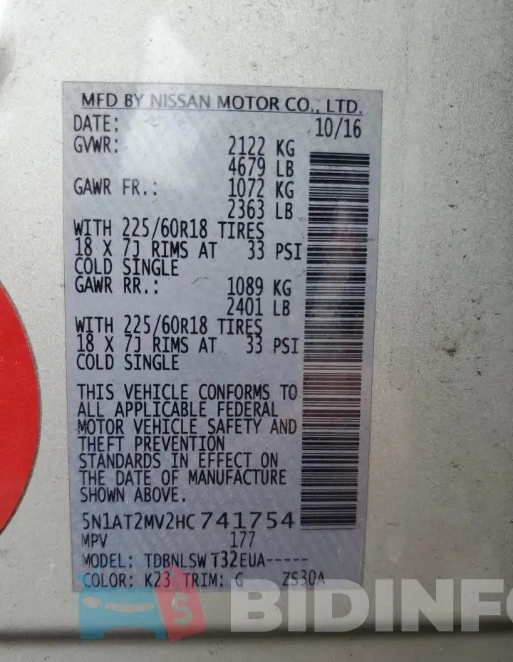 5N1AT2MV2HC741754 Photo# 14
