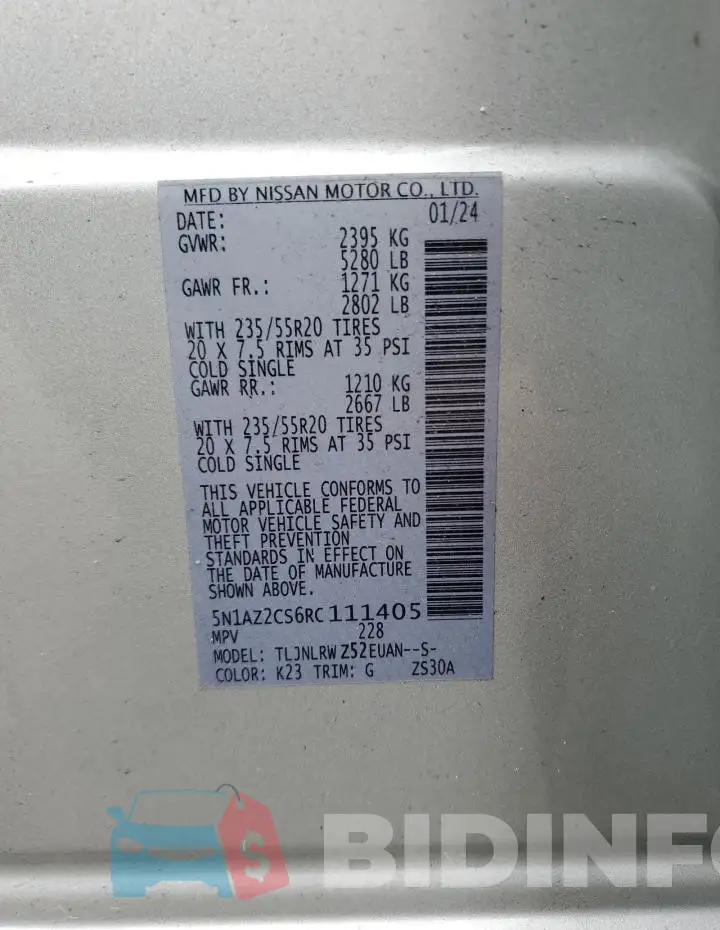 5N1AZ2CS6RC111405 Photo# 14