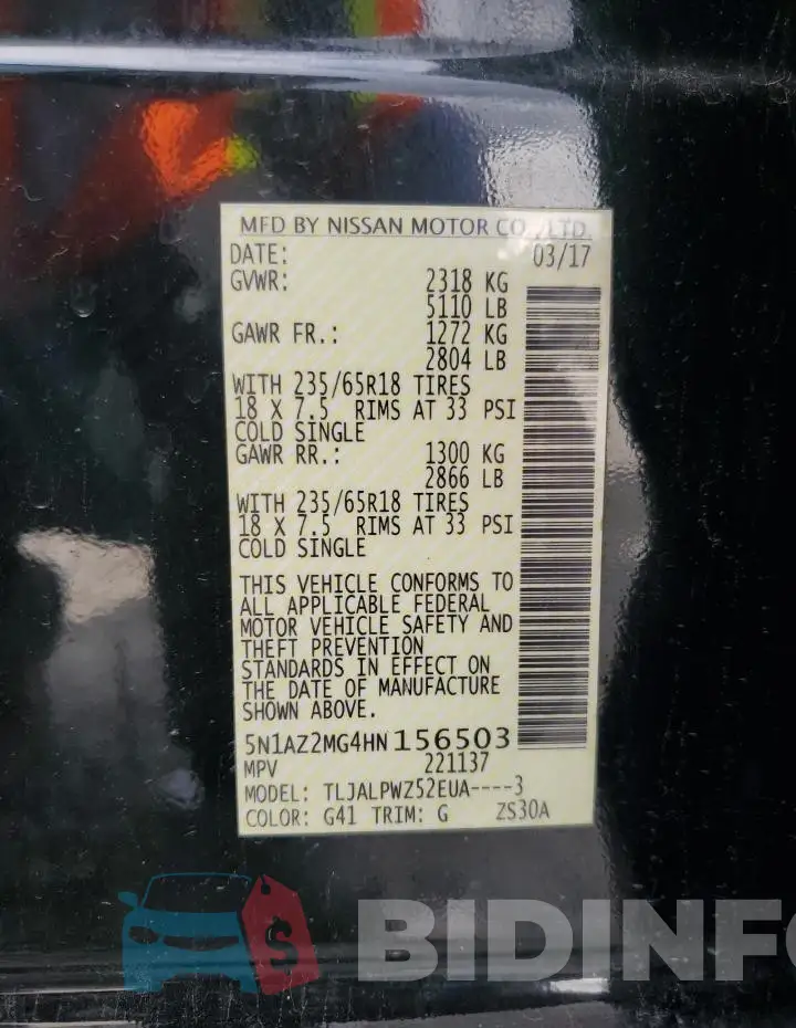 5N1AZ2MG4HN156503 Photo# 12