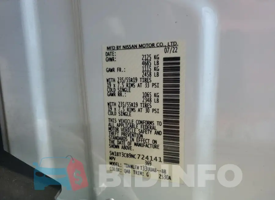 5N1BT3CB9NC724141 Photo# 13