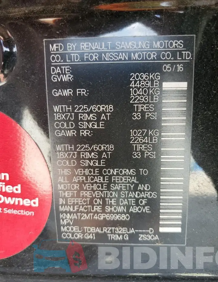 KNMAT2MT4GP699680 Photo# 13
