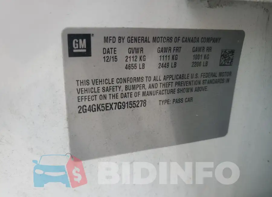 2G4GK5EX7G9155278 Photo# 12