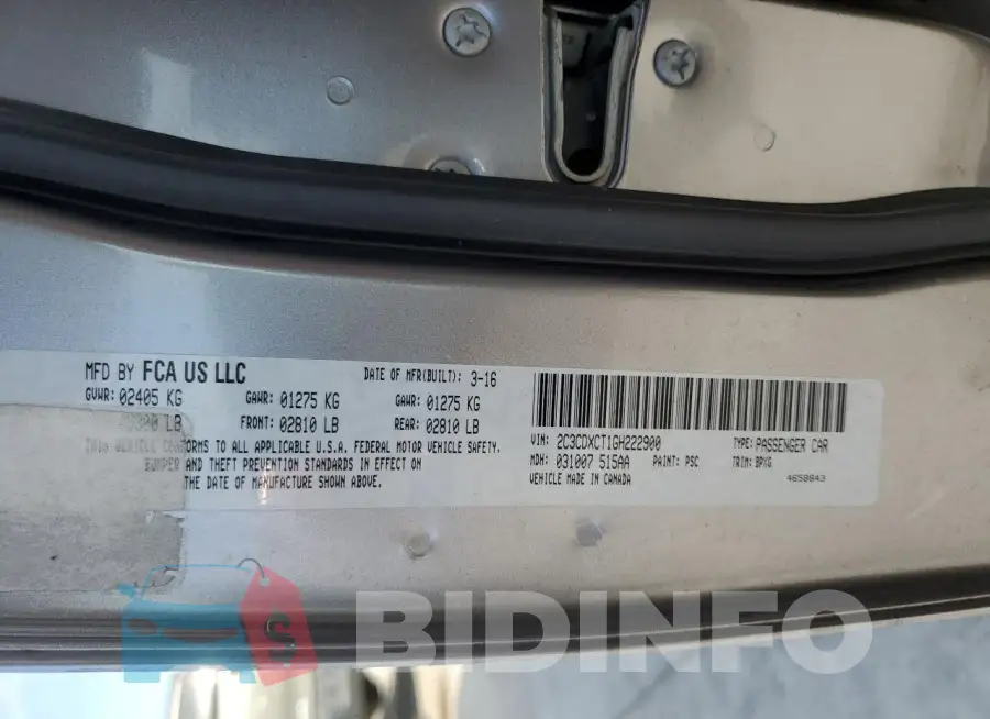 2C3CDXCT1GH222900 Photo# 12