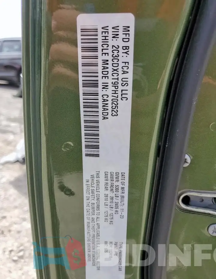 2C3CDXCT9PH702523 Photo# 13