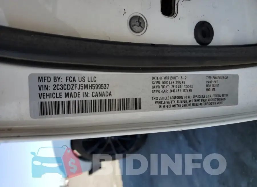 2C3CDZFJ5MH599537 Photo# 13