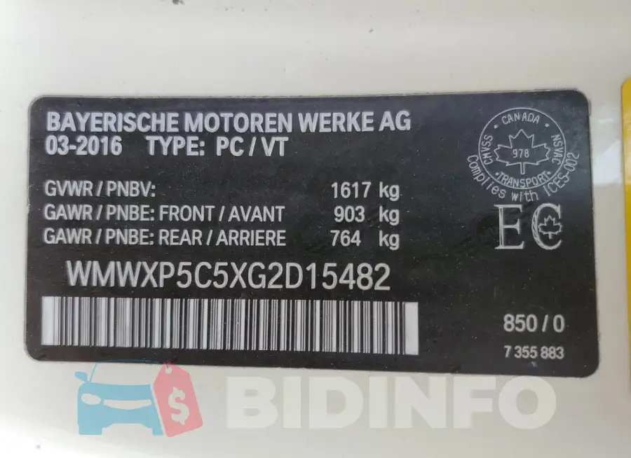 WMWXP5C5XG2D15482 Photo# 12