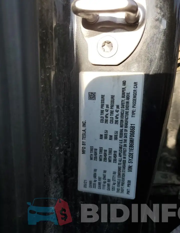 5YJ3E1EB6MF068681 Photo# 13