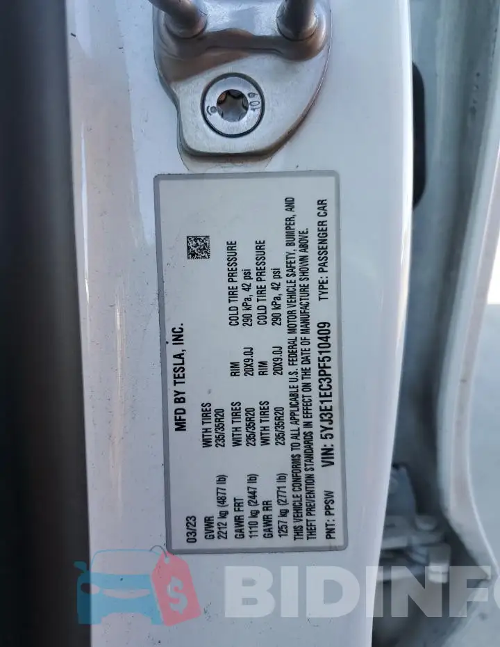 5YJ3E1EC3PF510409 Photo# 12