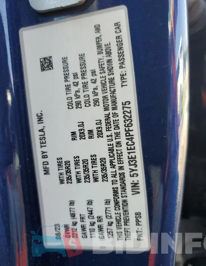 5YJ3E1EC4PF632275 Photo# 12
