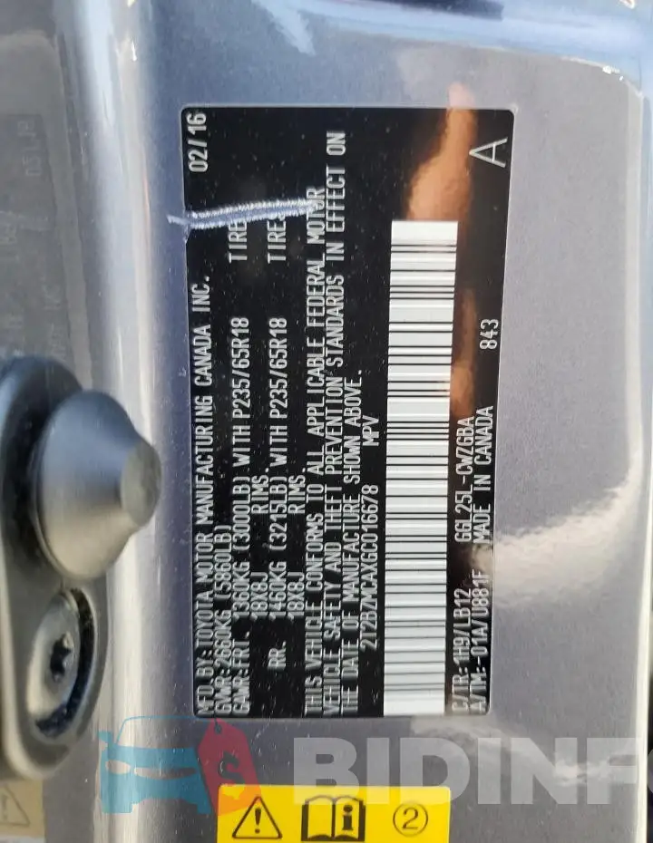 2T2BZMCAXGC016678 Photo# 12