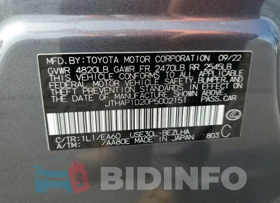 JTHAP1D20P5002151 Photo# 13