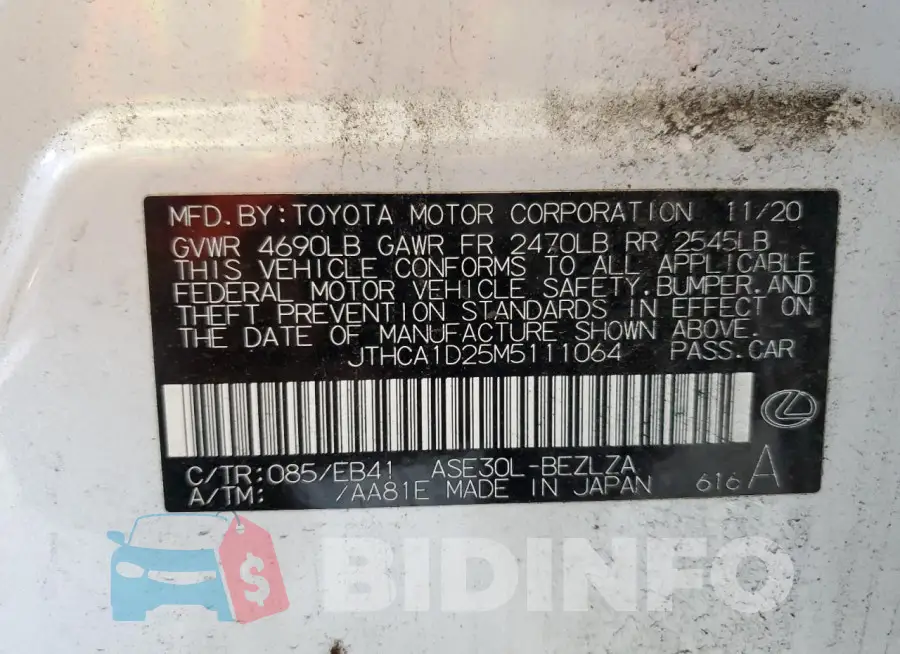 JTHCA1D25M5111064 Photo# 12