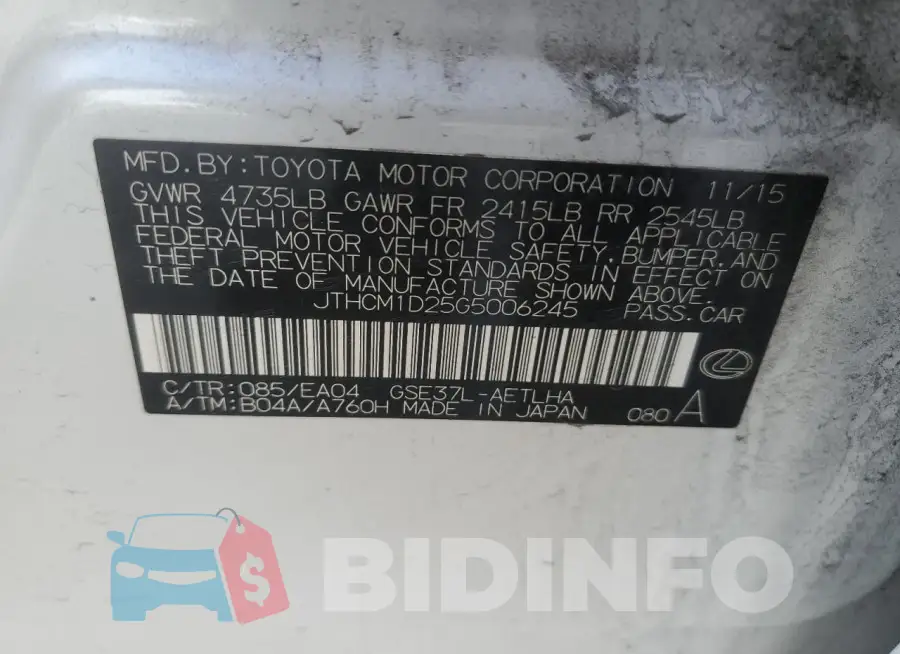 JTHCM1D25G5006245 Photo# 12