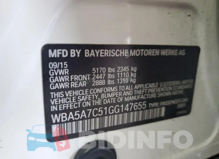 WBA5A7C51GG147655 Photo# 12